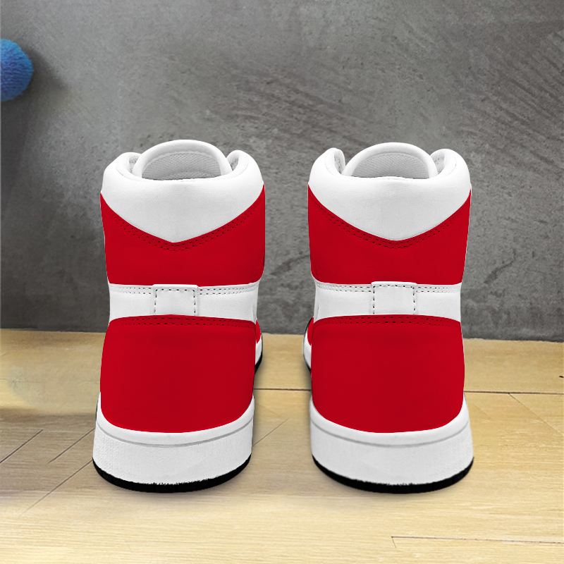 Just Say Please Red & White High Top Basketball Kicks